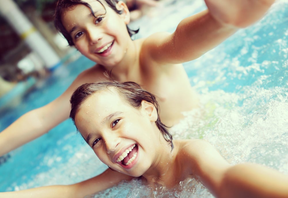 Kids in pool having fun